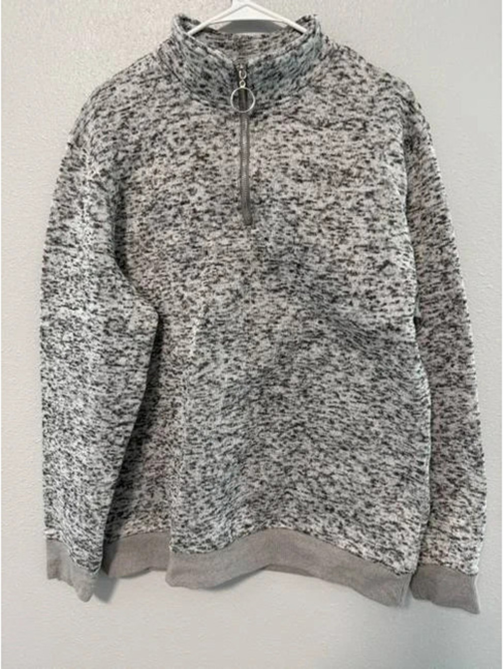 #6092 Coofandy Gray Marled Quarter Zip Pullover Sweat Largeer